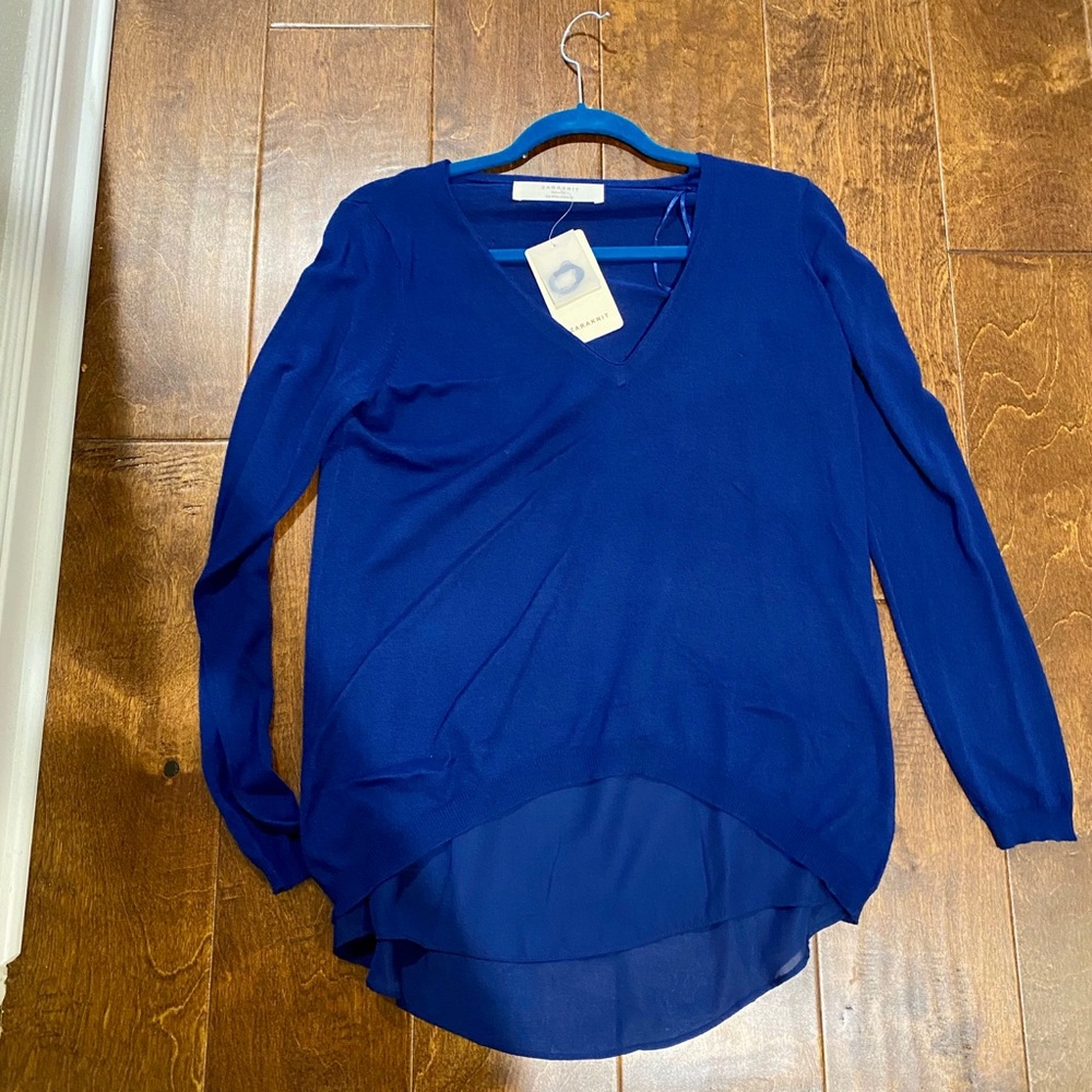 Zara Blue V-Neck Sweater